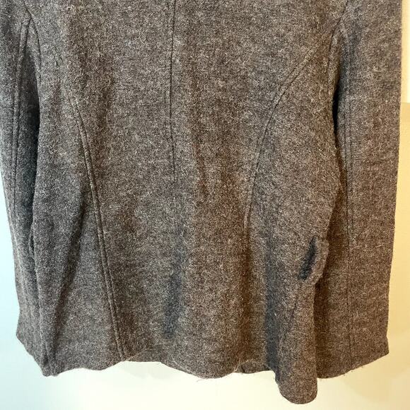 Cynthia Rowley 100% Boiled Wool Brown Sweater w/ Fringe Neckline SZ Large - Picture 10 of 10